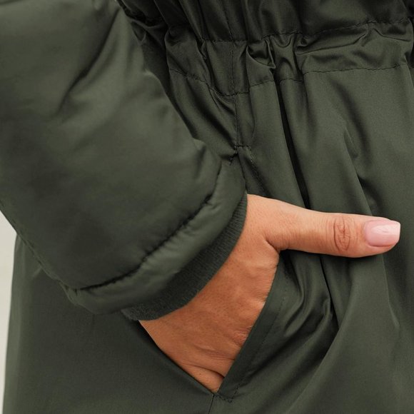 *SALE* Parka - Green Hooded Parka with Fur Trim - Picture 7 of 9